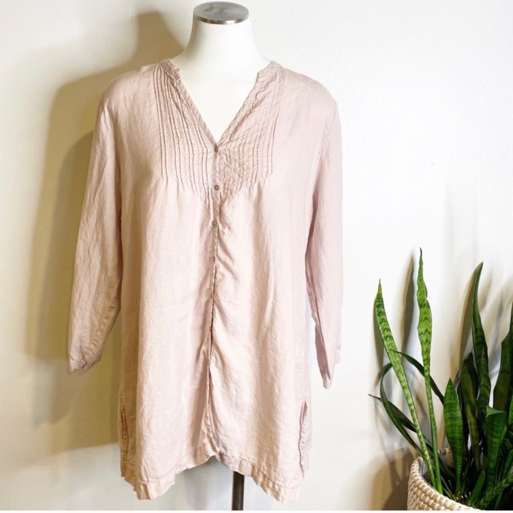 Eileen Fisher | Irish Linen Tunic Top, 3/4 Sleeves